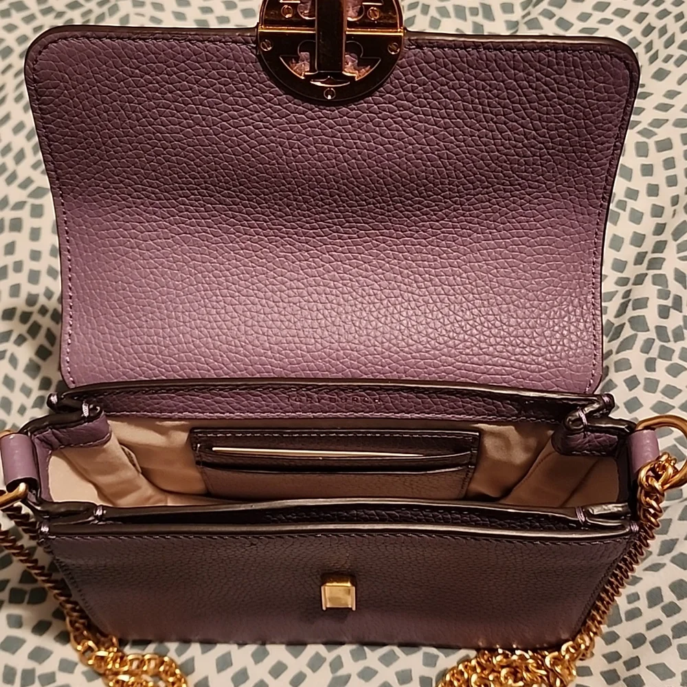 Tory Burch Olivia Pebbled Leather Crossbody Bag – Claret NWT